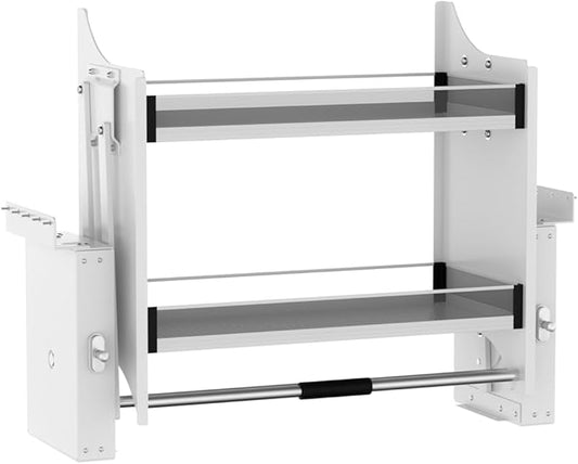 33.8-35.8 Inch Pull Down Shelf Upper Kitchen Wall Cabinet Storage Organizer, Ideal Spice Rack Organizer, White