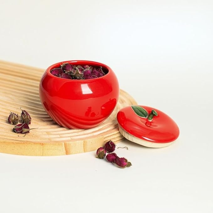 Ceramic Apple Shape Container Food Storage Jar with Lid