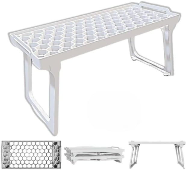 ums Kitchen Cabinet Shelf Organizers, White Plastic Stackable Freezer Rack, Shelf Riser, Usable Storage Rack for Your Spice, Refrigerator, Pantry (12 X 5.5 inch) Fridge Shelf Riser Pack of 4