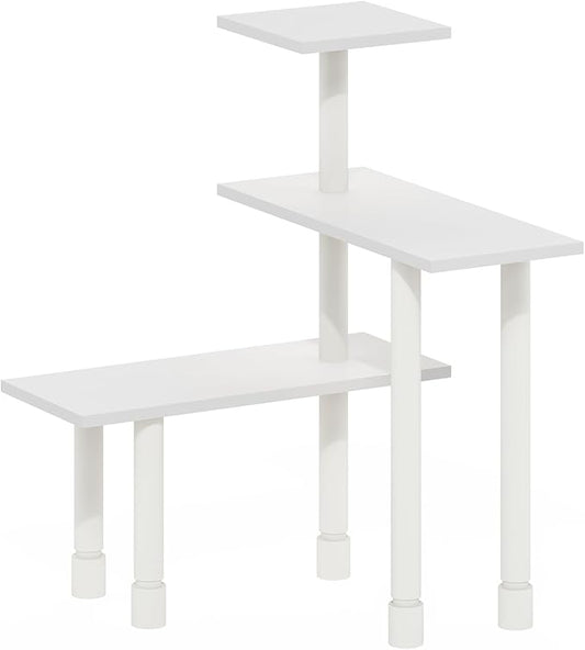 Furinno Turn-N-Tube 3-Tier Multipurpose Corner Countertop Organizer Shelf, White/White