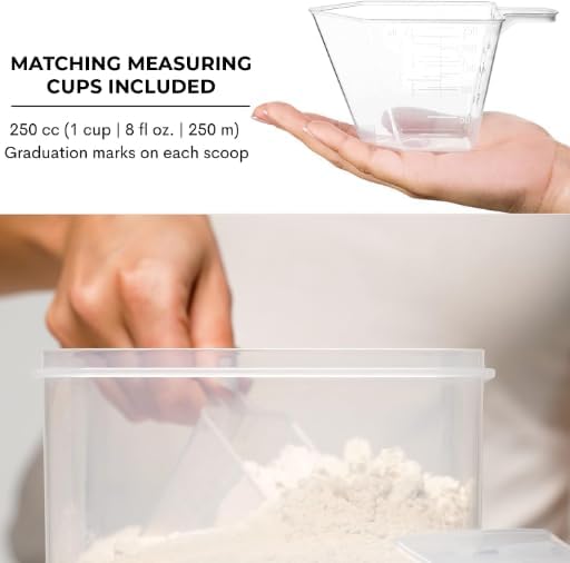 WHITE FEATHER SUPPLIES 4 Pcs Airtight Food Storage Containers with Lids, Cereal Containers Storage - Pantry Organization and Storage, BPA Free Plastic Food Storage Containers with Lids (4 x 5.2L)
