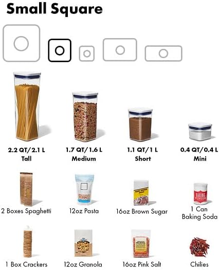 OXO Good Grips POP Container - Airtight Food Storage - Small Square Mini 0.4 Qt Ideal for baking powder, spices, dried herbs and chiles