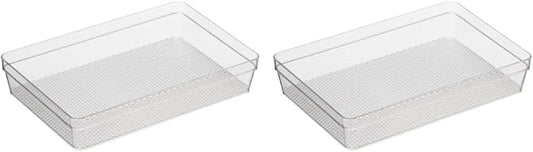 Oggi Clear Drawer Organizer - 6" X 9" - Ideal for Organizing Kitchen Drawers, Office, Desk, Silverware, Kitchen Utensils, Cosmetics and Bathrooms (Pack of 2)