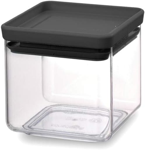 Brabantia Tasty+ Stackable Food Canister (Dark Gray / 0.18 Gal) BPA-Free Space-Saving Durable Jar with Silicone Seal Lid for Freshness
