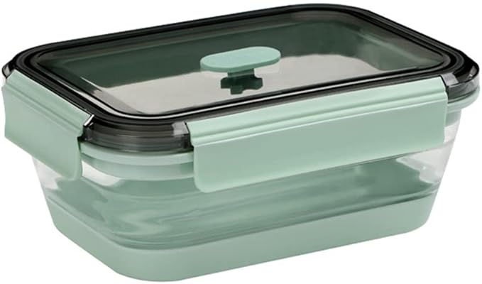 Collapsible Food Storage Containers with Lid & Air Vent, Clear Stacking Silicone Collapsible Food Container Set, Microwave Freezer Dishwasher Safe Space-Saver, Set of 4, Mint Green