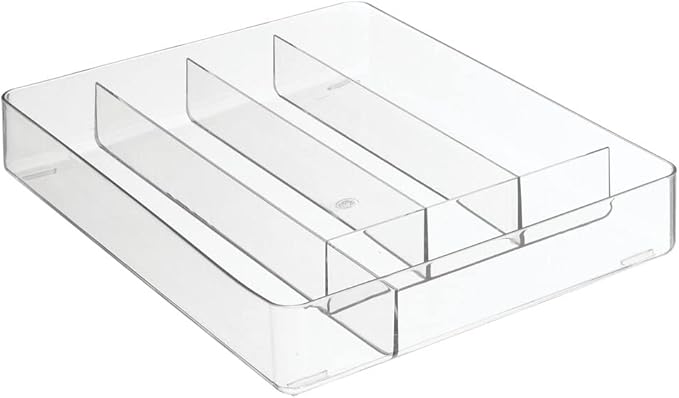 mDesign Plastic Kitchen Cabinet Drawer Storage Organizer Tray - for Storing Organizing Cutlery, Spoons, Cooking Utensils, Gadgets - 5 Divided Compartments - Clear