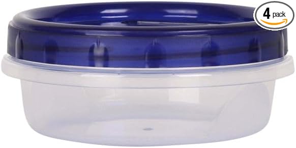 [8Oz - Blue - 4 Pk] Twist Top Food Storage Containers Leak-Proof, Airtight Soup Storage Canisters with Screw & Seal Lids BPA-Free, Stackable, Reusable Kitchen Essentials 8-Ounce