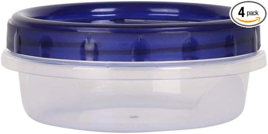 [8Oz - Blue - 4 Pk] Twist Top Food Storage Containers Leak-Proof, Airtight Soup Storage Canisters with Screw & Seal Lids BPA-Free, Stackable, Reusable Kitchen Essentials 8-Ounce