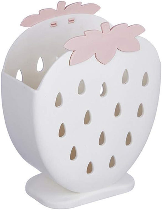 AKOAK 1 Pack Strawberry Chopsticks Stand, Cutlery Storage Box, Suitable for Storing Spoons, Chopsticks, Spoons, Knives and Other Kitchen Utensils (Creamy White)