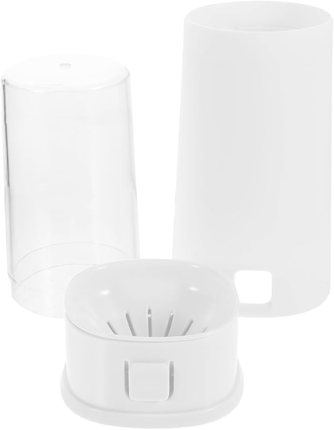 UPKOCH Diamond-Pattern Chopstick Organizer with Detachable Drain Basket - Space-Saving Utensil Holder with Dustproof Lid for Spoons/Forks/Toothpaste/ Toothbrush(White, 10.6")