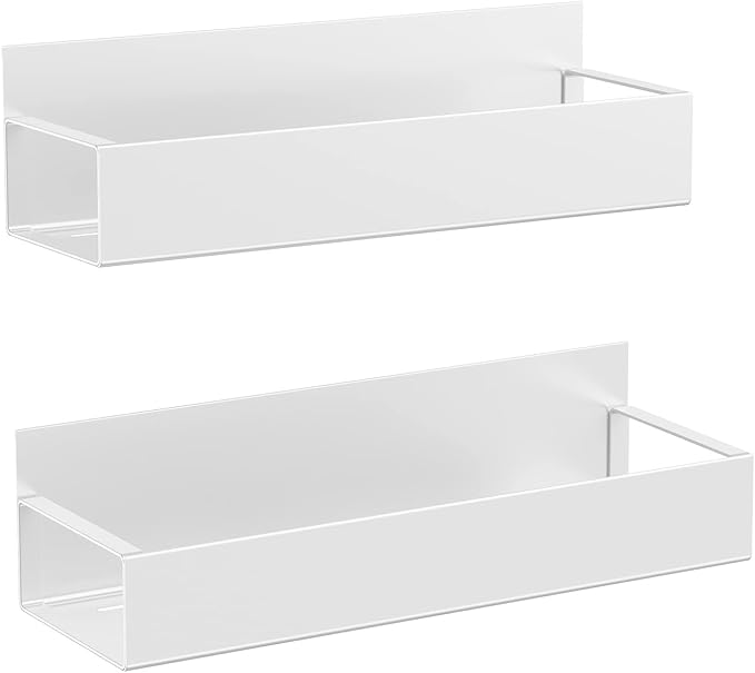 2 Pack Moveable Fridge Magnetic Spice Racks,Metal White