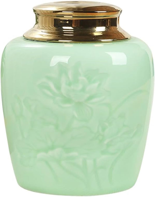 DECHOUS Ceramic Tea Canister Small 24oz Loose Leaf Tea Storage Container Porcelain Tea Canister with Lid for Loose Tea Sealed Ceramic Jar for Home Kitchen Office Tea Coffee Sugar