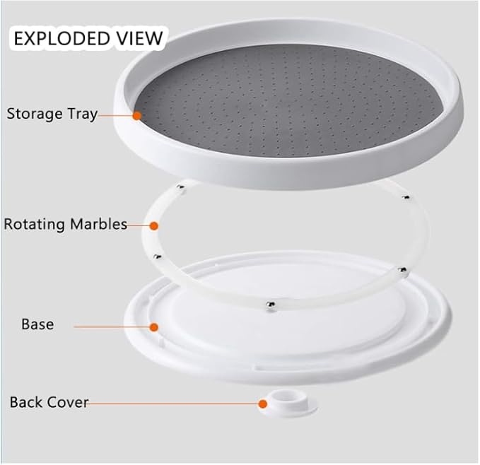 Lazy Susan Turntable for Cabinet, Pantry, Table Top, Bathroom, Laundry Room, Kitchen, 12 Inch - 2 Pack