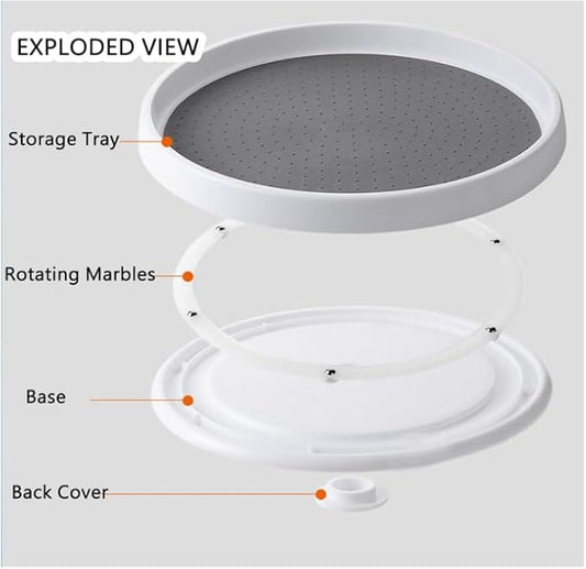 Lazy Susan Turntable for Cabinet, Pantry, Table Top, Bathroom, Laundry Room, Kitchen, 12 Inch - 2 Pack
