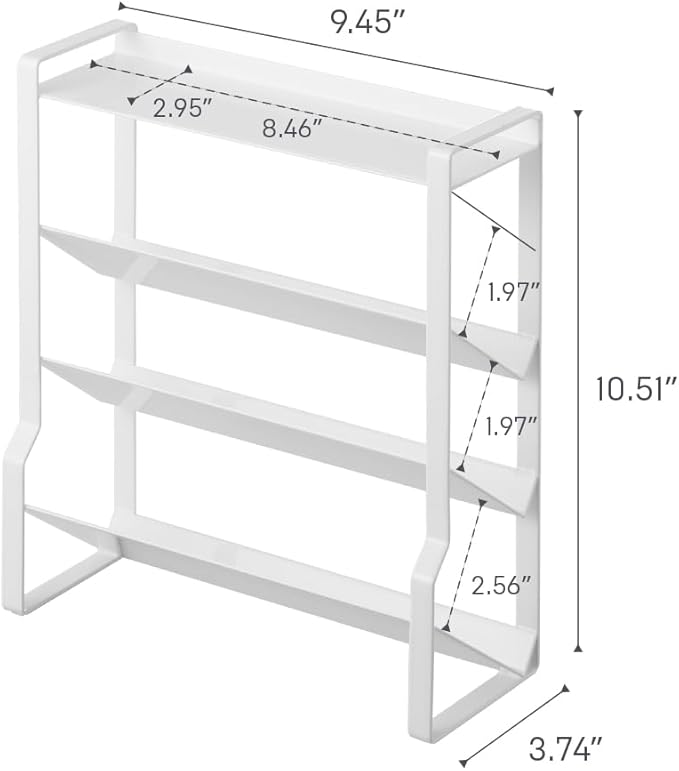 Yamazaki Home Tower 4-Tier Slim Spice Rack Organizer - Large Capacity, Angled Shelves, Flat Top Tier - Ideal For Countertops And Stove Sides - Steel