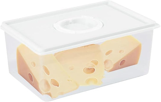 Sliced Cheese Container with Time Recording - Block Cheese Storage Container for Fridge Cream Cheese Sliced Cheese Cheddar Cheese Box with Lid Cheese Saver