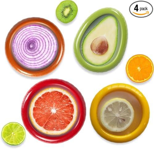 Avocado Saver and Onion Storage Set, 4 Pcs Silicone Fruit Vegetable Anti-oxidation Box,Reusable Fridge Fresh Pod Food Storage,Perfect Lemons Tomato Garlic Containers