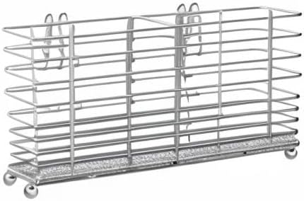 iPEGTOP Utensil Drying Rack Basket Holder for Kitchen Counter, Hanging Standing Cutlery Silverware Flatware Organizer with Hooks for Spatula Spoon, Rustproof 304 Stainless Steel