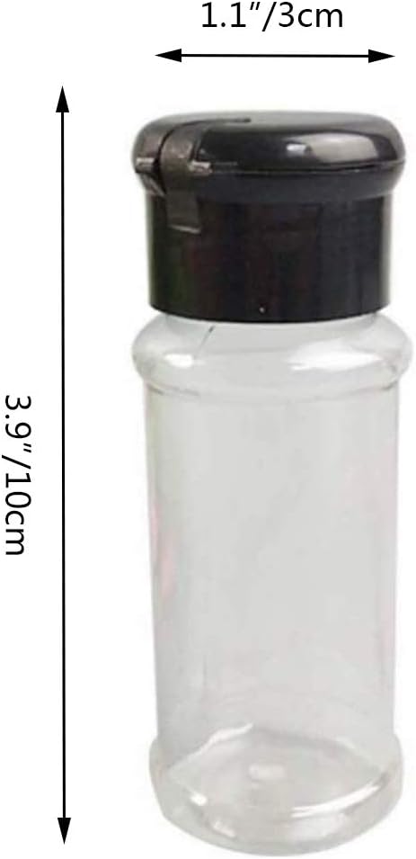 FEOOWV 100 Pcs Empty Plastic Spice Bottles Set for Storing Barbecue Seasoning Salt Pepper and More 75 ml/2.5 oz (Black)