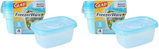 Gladware Freezerware Food Storage Containers | Small Food Storage Containers, Small Containers in Rectangle Shape Hold up to 24 Ounces of Food, 4 Count Set (Pack of 2)