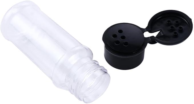 5 Pcs Plastic Spice Jars/Bottles, 3.5 Oz Spice Containers BPA free with Black Cap, Perfect for Storing Spice, Herbs and Powders