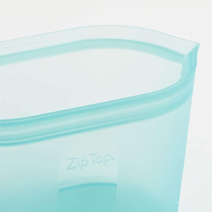 Zip Top Reusable Food Storage Bags | 4 Piece Cup/Dish Set [Teal] - Medium, Large | Silicone Meal Prep Container | Microwave, Dishwasher and Freezer Safe | Made in the USA