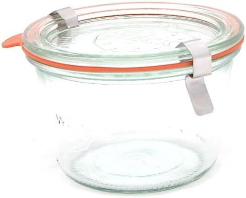 Weck 741 - 0.25 Liter Mold Jars with Lids - 6 Rings and 12 Clamps