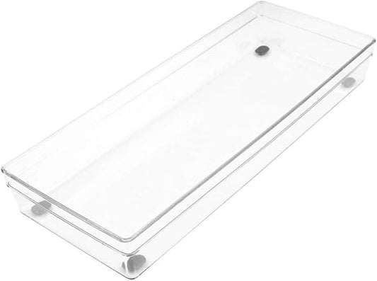 Glad Plastic Drawer Storage Tray – Heavy Duty Organizer Bin for Home, Kitchen, Bath, Bedroom, Office | Non-Slip Feet, 15x6, Clear