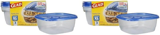 GladWare Family Size Food Storage Containers, XL | Large Square Food Storage, Containers Hold up to 104 Ounces of Food, Large Set 3 Count Food Containers (Pack of 2)