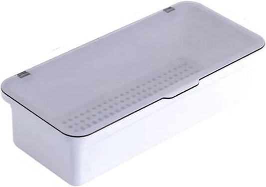 Flatware Tray with Lid,Silverware Tray Kitchen Cutlery Tray and Utensil Storage Container for Flatware and Silverware (White)