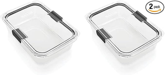 Rubbermaid Brilliance Food Storage Container, Large, 9.6 Cup, Clear 2024351 (Pack of 2)