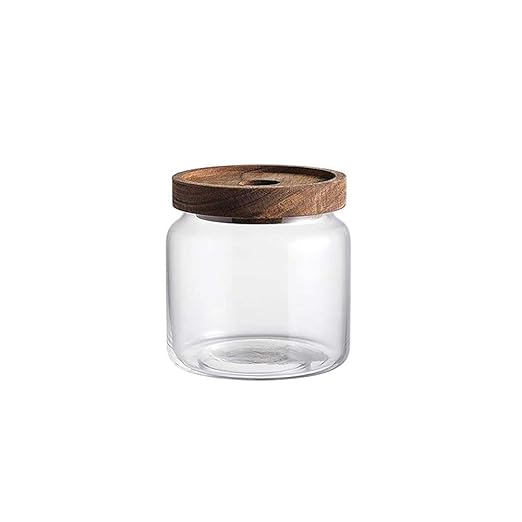 Glass Food Storage Jar 250ml/8.5oz Clear Glass Canister with Airtight Seal Acacia Wood Lids Kitchen Food Storage Container for Coffee Bean Loose Tea Spice Bottle Sugar Cookies Nuts Snack Candy Jar