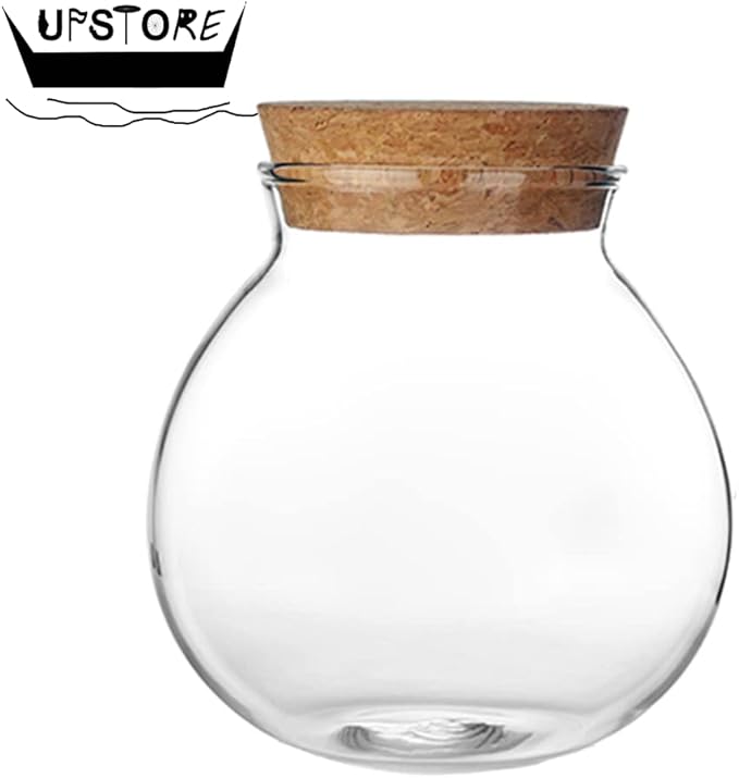 1PCS 500G/17oz Cear Empty Round Large Capacity Sealed Glass Bottles Vial Jars Packing Storage Hoder Containers with Wood Cork Stopper for Make up Cosmetics Spice Food Snack Tea and More