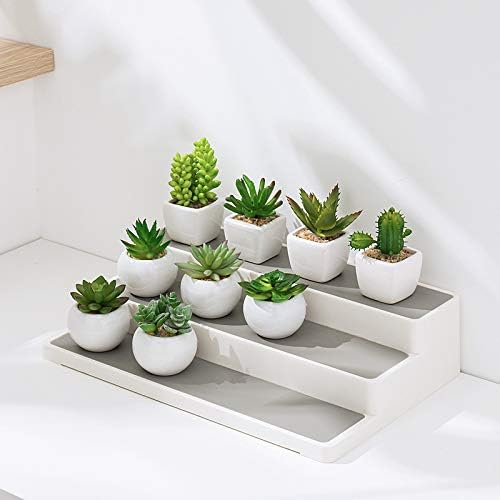 Sooyee 2 Pack 3-Tier Spice Rack,Waterproof and Non Skid Spice Shelf,Modern 3 Step Kitchen Organizer Shelf for Pantry Cabinet or Countertop,Gray