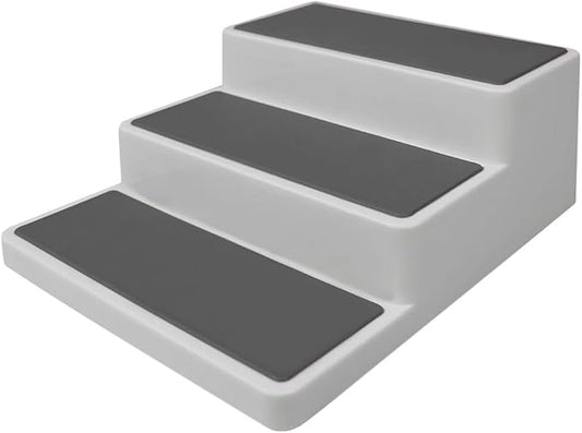 Home Basics 3 Tier Plastic Seasoning Rack with Rubber Lined Shelves, White Multi-Purpose Step Style Spice Organizer for Cabinets, Countertops and Pantries