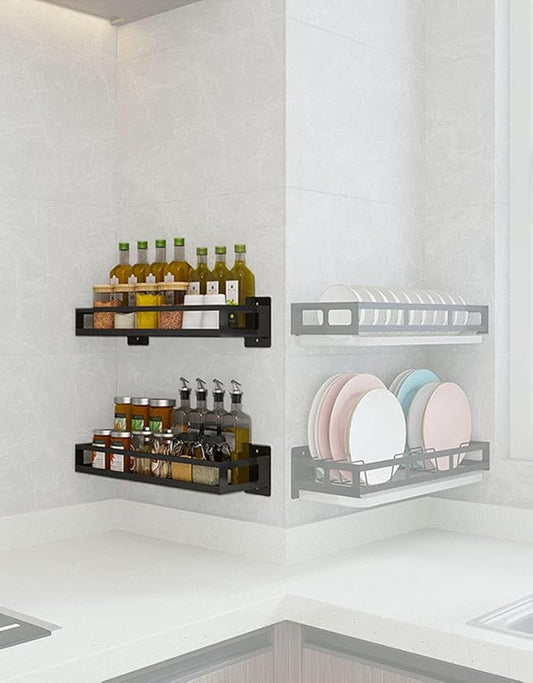 Kitchen Wall-mounted Spice Holder – Spice and Sauce Bottle Storage – Hanging Spice Rack and Organizer