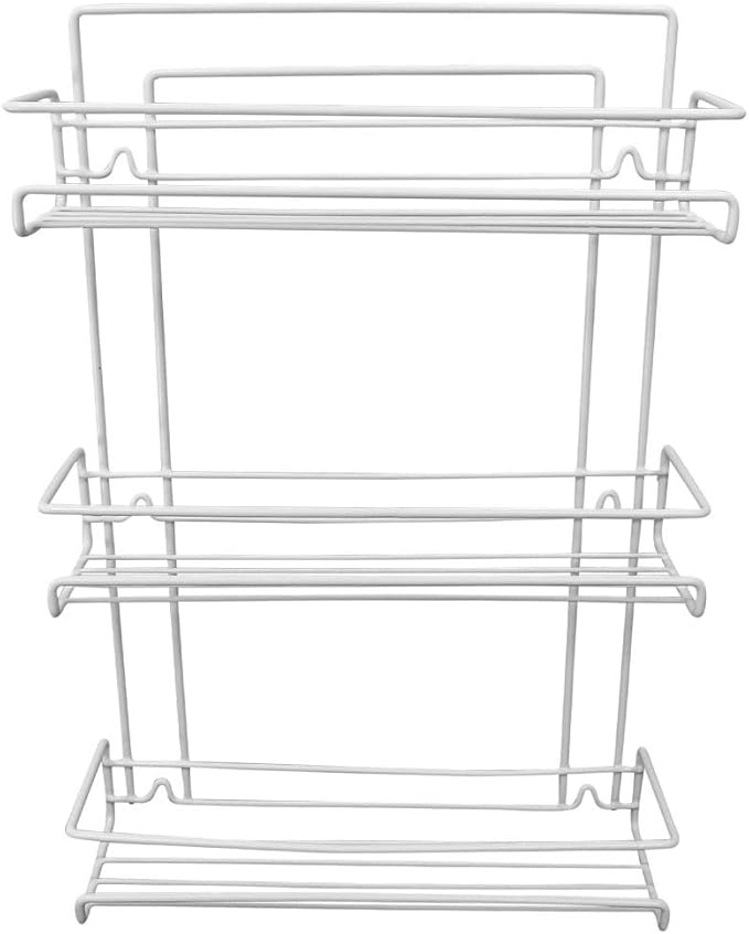 Evelots 3-Tier Spice Rack-Door/Wall Mounted-Sturdy Coated Metal-Up to 18 Bottles