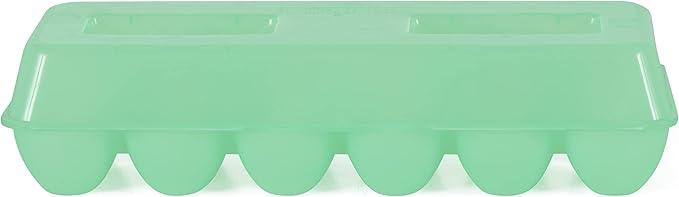 Tuff Stuff TS-ETS12 Reusable Carrier Washable Storage Container Empty Plastic Chicken Egg Carton Tray with Lid, 12 Eggs, Green
