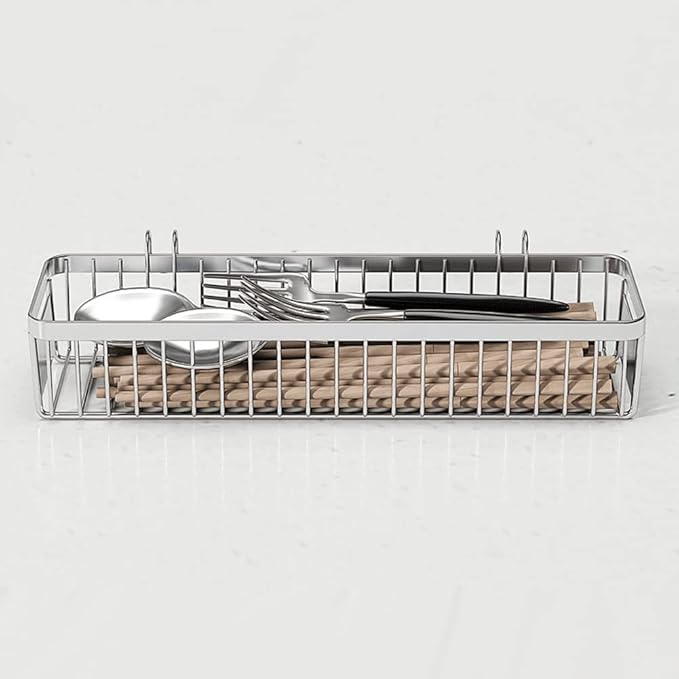 Drawer Silverware Organizer, Utensil Mesh Organizer for Chopsticks/Spoon/Fork/Knife, SUS304 Stainless Steel Drawer Utensil Drying Rack