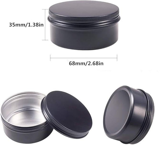 12 Packs 3 Oz Empty Jars 90ml Black Round Aluminum Tin Cans Screw Top Metal Steel Tins Lip Balm Tins Box Cosmetic Containers Storage Organization for Candles Salve Crafts Spice Tea Gift