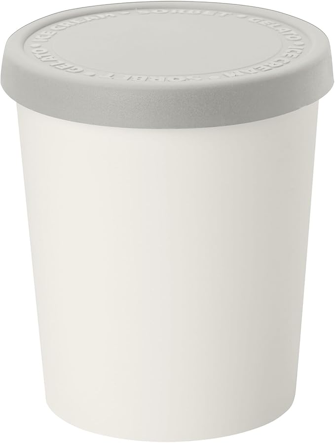 Tovolo Stackable Sweet Treat Ice Cream Tub With Tight-Fitting Silicone Lid, Freezer Storage Container for Sorbet & Gelato, BPA-Free & Dishwasher-Safe, Oyster Gray