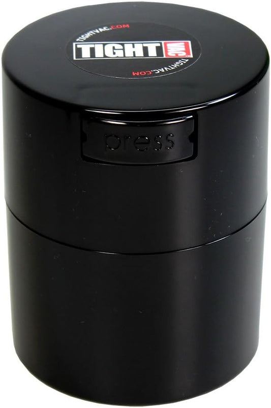 Tightvac - Premium Airtight Herb Storage Container - Holds ½ oz to 3 ounces - Keep Your Herbs and Dry Goods Fresh and Flavorful. Black