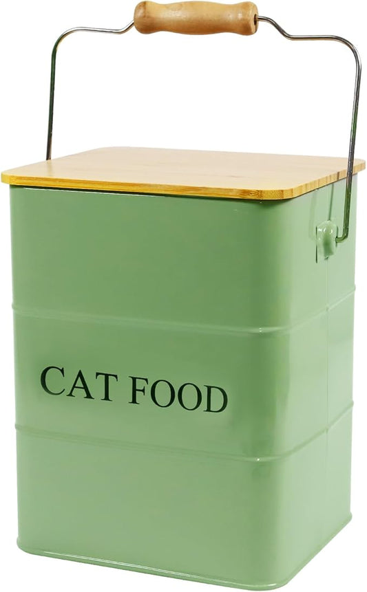 Farmhouse Cat Food Storage Container,6L Cat Food Canisters,Pet food Container Hold 5~6lbs Cat Food Treats,Airtight Cat food Storage with Lid and Scoop,Kibble Container Countertop-Green…