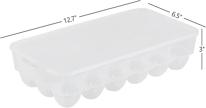 Begale 4-Pack Clear Egg Tray Container with Lid, Plastic Covered Egg Holder for Refrigerator, Fits 18 x 4 Eggs (72 Eggs)