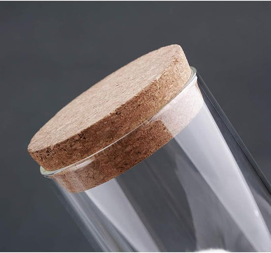 2 Pcs 300ml 10oz Clear Glass Food Storage Containers Jar Canister with Cork Lid Ideal for Storage Candy Snacks Rice Dry Foods Sugar Coffee Flour and More