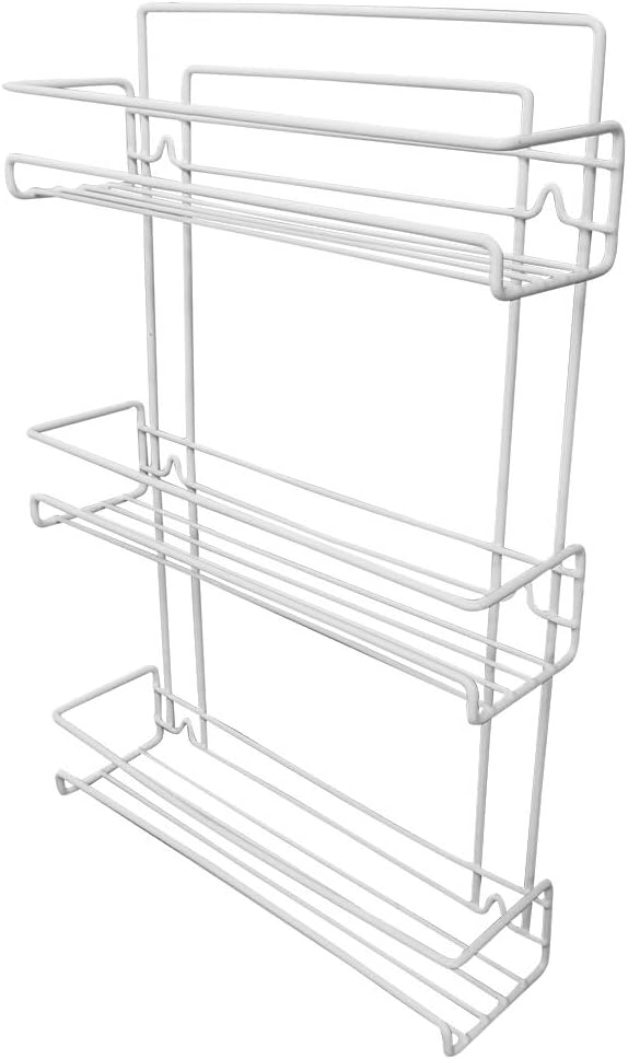 Evelots 3-Tier Spice Rack-Door/Wall Mounted-Sturdy Coated Metal-Up to 18 Bottles