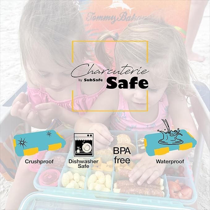SubSafe Charcuterie Safe Waterproof Tackle Box, Snack Storage for Beach, Parties & Tailgating, BPA-Free, Peach Fizz