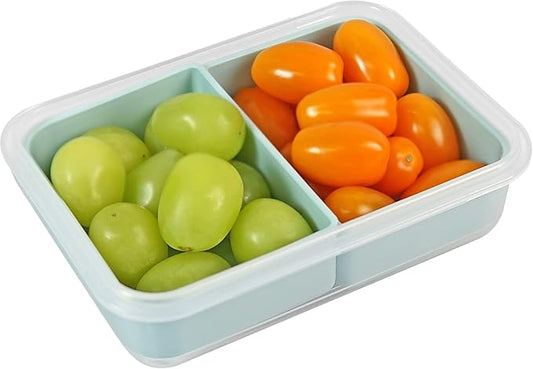 carrotez Food Storage Containers with 2 Removable Compartments, Snack Containers with Airtight Lids, Portion Control, BPA Free, Reusable, 2 Cup (480ml)