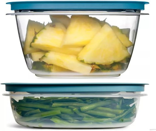Rubbermaid Storage Containers, Easy Find Lids, Teal, 9 and 14 cup set, Flex & Seal, Leak Proof Lids, Food Storage Set, Clear Meal Prep Flex Containers, Assortment Bundle