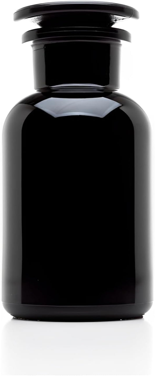Infinity Jars Round jar Black Ultraviolet Glass Refillable Empty Apothecary Jar 250 ml(8.4 Fl oz) with Airtight Glass Lid for Tea, Spices, Dried Goods, Herb Storage | Smell Proof Jar